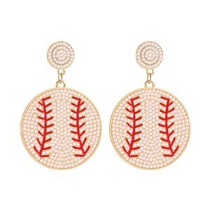 Beaded Baseball Earrings NWOT